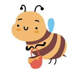 Fototapeta premium Bee worker carrying honey isolated on white.