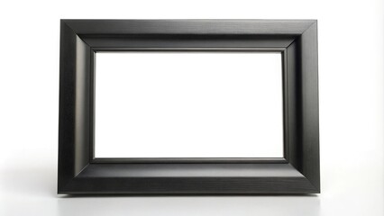 Fototapeta premium Sleek black frame on white background with copy space reflected