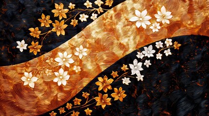 Close-up of Indonesian Batik pattern, traditional bird and flower motifs in soft pastel colors, fine detailing on woven fabric