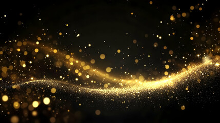 Abstract Background - Golden Glitter Sparkles On Black