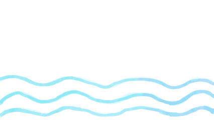 青い水彩波線のシンプルフレーム