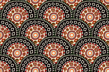 Fototapeta premium Repeating tribal art seamless vector pattern, template background