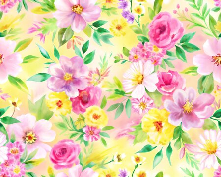 Background with flowers, Immerse yourself in a world of whimsy and delight with a watercolor festive background adorned with vibrant flowers. Watercolor floral wallpaper. 