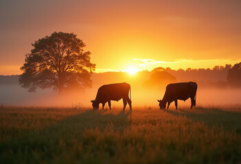 Sunrise with Cows