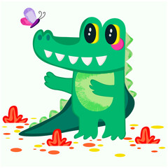 Vector image of a green crocodile