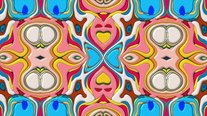 Abstract colorful psychedelic mandala kaleidoscope background pattern for a summer music festival