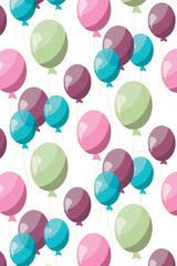 Seamless pattern with balloons for birthday, holiday, event, holiday, congratulations concept. Vector illustration.