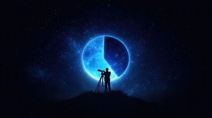 Person stargazing with telescope at night.