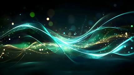 Abstract Green and Gold Wave Background