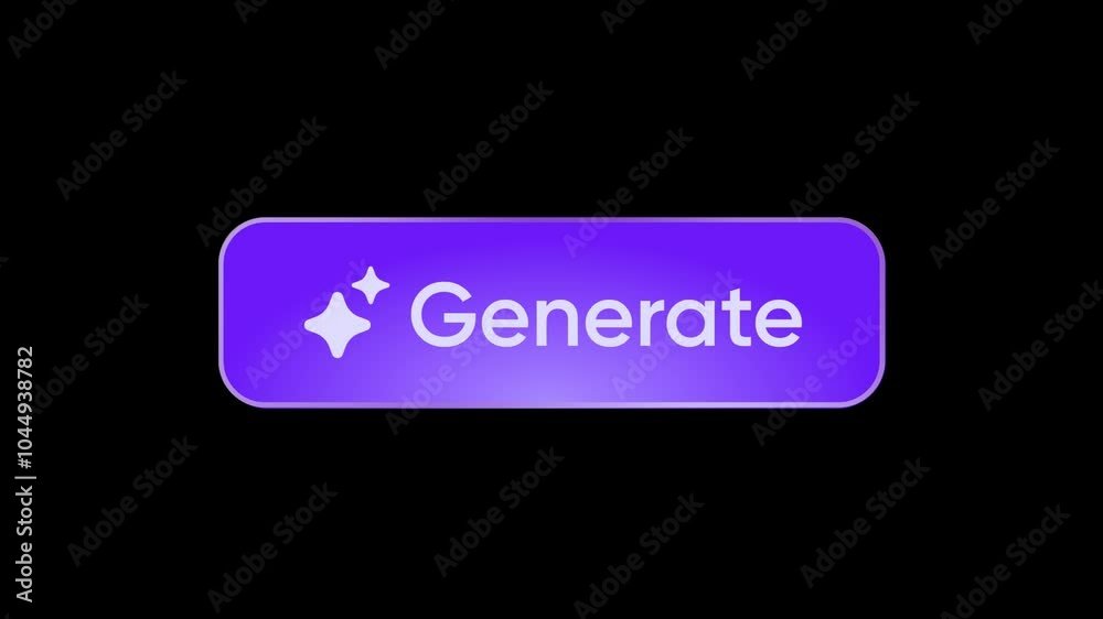 Fototapete Generate AI button animation. Artificial intelligence in motion. Machine learning generation process. LLM data processing. Click for text, image generation. 4K Alpha Matte Mov Video Overlay