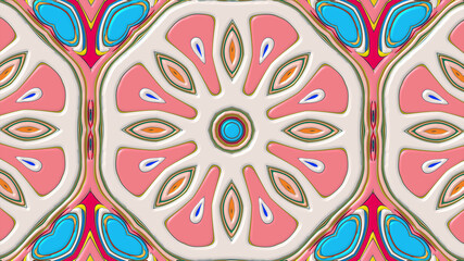 Abstract colorful psychedelic mandala kaleidoscope background pattern for a summer music festival