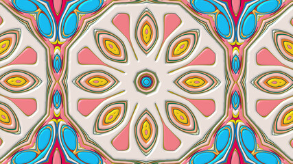 Abstract colorful psychedelic mandala kaleidoscope background pattern for a summer music festival