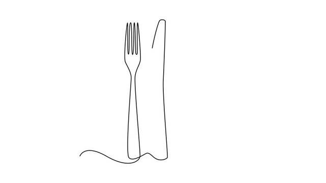 Kitchen tool concept. Single line draw design. Full length animation illustration. High quality 4k footage.
