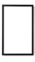 Picture poster frame isolated black frame. Blank portfolio mockup A-standard size format isolated with white highlights, png