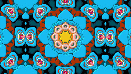 Abstract colorful psychedelic mandala kaleidoscope background pattern for a summer music festival
