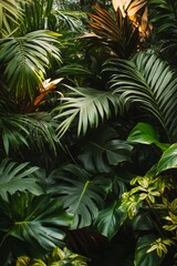 Vibrant Tropical Foliage Close-up for Summer Travel or Nature Backgrounds Generative AI