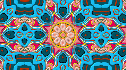Abstract colorful psychedelic mandala kaleidoscope background pattern for a summer music festival