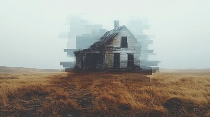 Fototapeta premium interesting illustration of a farm house in a meadow