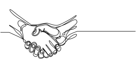 Continuous Line Drawing of Deal Icon. Hand Drawn Symbol Vector Illustration, hand drawn continuous one line of handshake. poster art print. vector illustration, Handshake Single Line Icon