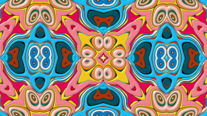 Abstract colorful psychedelic mandala kaleidoscope background pattern for a summer music festival