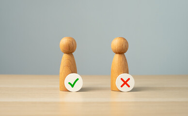 Acceptance and rejection of candidates. Hiring. Recruiting. Concept of candidate selection.