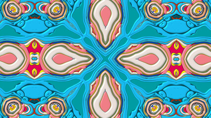 Abstract colorful psychedelic mandala kaleidoscope background pattern for a summer music festival