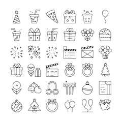 Minimalist Celebration and Event Icons – Festive Vector Line Art for Holidays, Parties, and Special Occasions