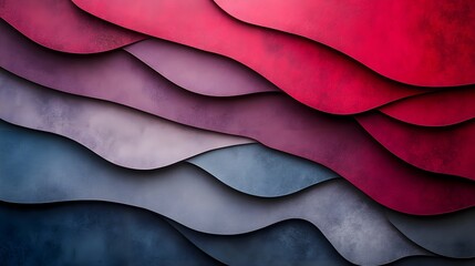 Obraz premium Overhead view of layered black paper sheets against a rich burgundy backdrop, creating a bold contrast, Minimalist, Creative Resource, Vibrant Colors, Design Inspiration