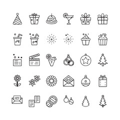 Minimalist Celebration and Event Icons – Festive Vector Line Art for Holidays, Parties, and Special Occasions