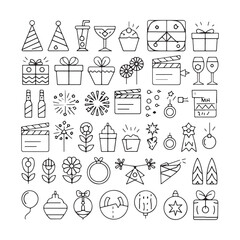Minimalist Celebration and Event Icons – Festive Vector Line Art for Holidays, Parties, and Special Occasions
