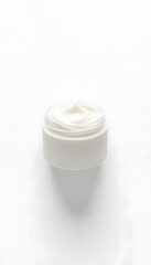 Minimal white cosmetic cream jar mockup on white background isolated with white highlights, png