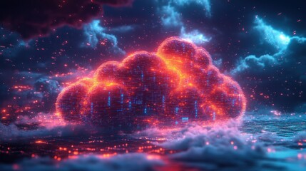 Obraz premium Digital Cloud, Data Storage, Network, Technology