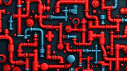 Intricate network of colorful pipes a visual exploration of industrial design and functionality