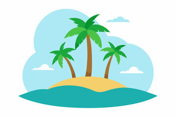 June tropical island vacation vector on a white background