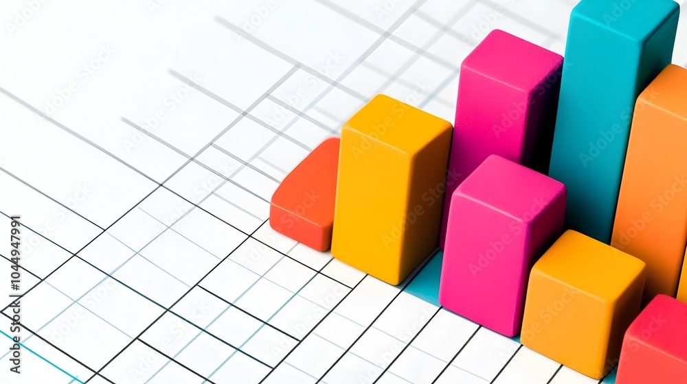 Poster Vibrant multiline chart layered over a detailed bar graph set against a crisp white background with grid lines showcasing a comprehensive data analysis and information visualization