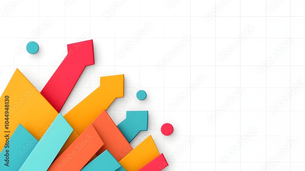 Aufkleber Vibrant Complex Graph with Intersecting Line Charts Bars and Geometric Shapes Representing Multi Layered Data Analysis and Visualization on Clean White Grid Background