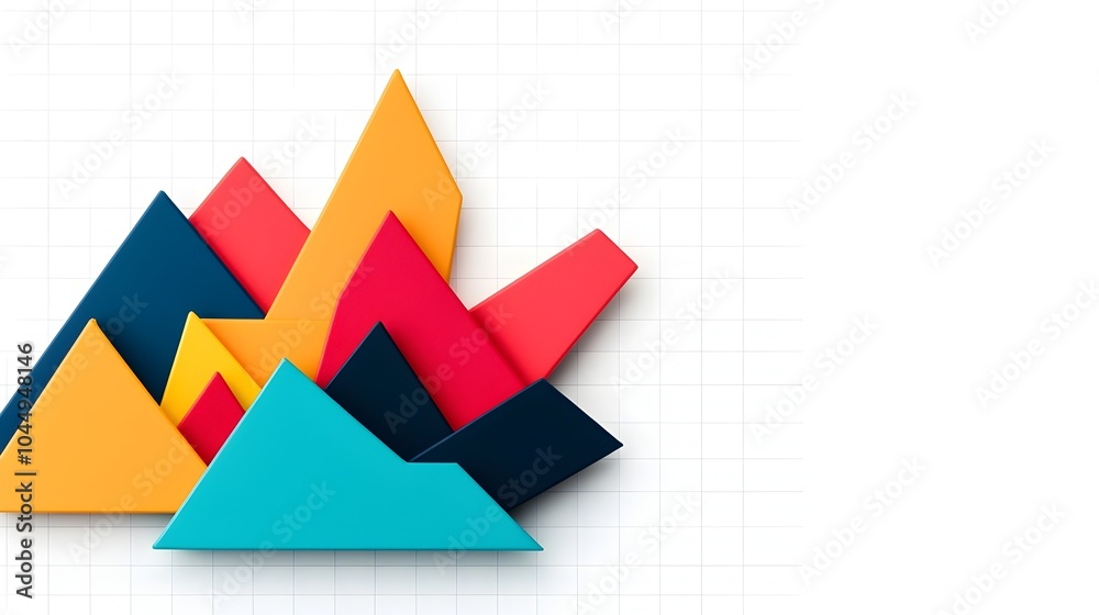 Aufkleber Intricate Data Visualization with Intersecting Vibrant Line Charts and Bars Set Against a Clean Grid Background Representing Multi Layered Data Analysis and Business Intelligence