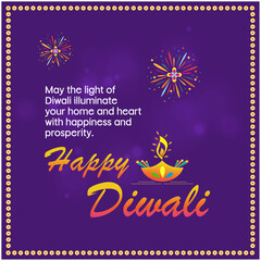 Creative Happy Diwali Greeting Card. Deepawali Wishes Social Media Post Vector.