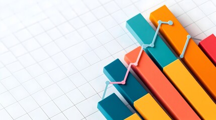 Detailed multicolored line charts and bar graph layered on a clean white background with a grid pattern perfect for modern data analysis financial reporting and visual information displays
