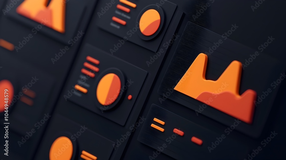 Poster Cutting Edge 3D Business Data Analytics Dashboard Displaying Interactive Visualizations and Insights for Informed Marketing Strategy Planning and Customer Demand Forecasting