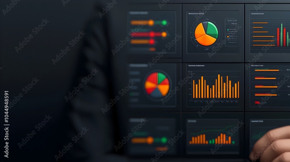 Poster Cutting Edge 3D Business Intelligence Dashboard Showcasing Big Data Analysis Forecasting Customer Needs and Strategic Marketing Planning for Corporate Success