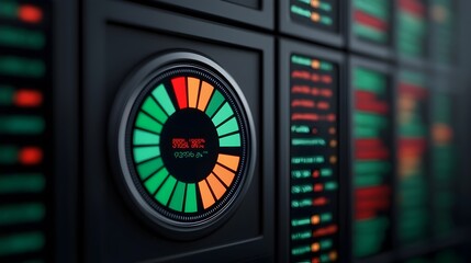 Detailed 3D interactive business data analytics dashboard displaying visual charts graphs