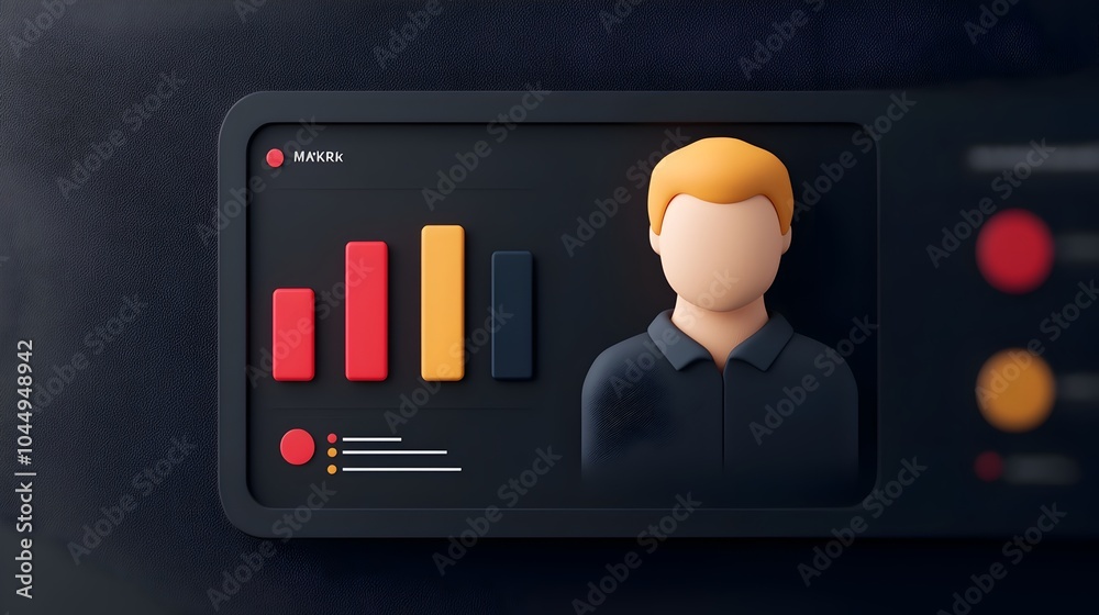Fototapete Cutting edge 3D business intelligence dashboard featuring dynamic data analytics and visualization tools for strategic marketing planning forecasting customer demands