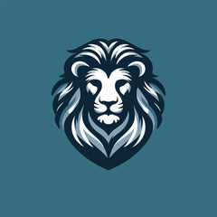 Stylized Lion's Head on Blue Background