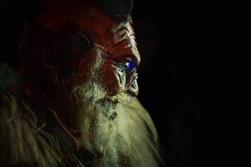 Christmas devils. Krampus in the flames. Birth tradition of the mountains of Friuli.