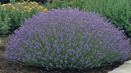 Obraz premium Beautiful Lavender Bush in Bloom in a Garden Setting