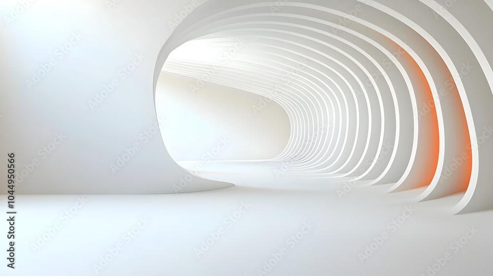 Poster Smooth curved lines in soft gradients create a fluid dynamic abstract background with a minimalist modern aesthetic  The digital rendering evokes a sense of motion and contemporary design