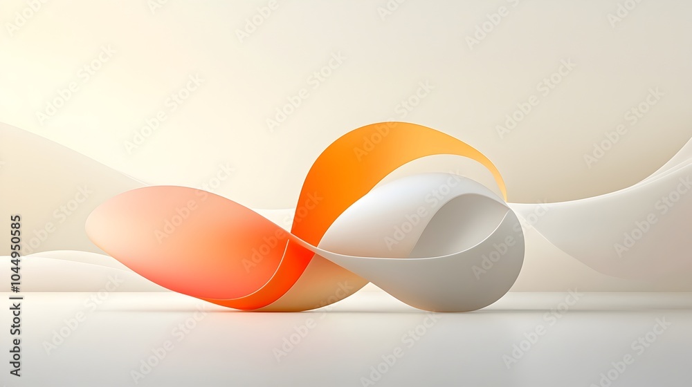 Poster Smooth curved lines create a dynamic and ethereal abstract background with soft soothing gradients evoking a sense of motion and fluidity in a minimalist contemporary design