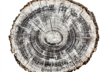 A large log with a white center and black edges