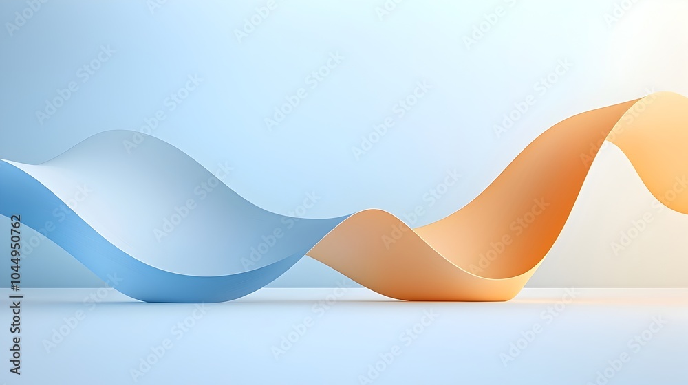 Poster Smooth flowing lines and light gradients come together in a minimalist futuristic abstract design with a sleek elegant aesthetic  The subtle digital composition creates a serene